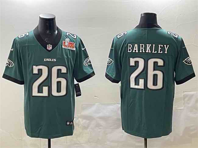 Men's Philadelphia Eagles #26 Saquon Barkley Green 2025 Super Bowl LIX Patch New Vapor Untouchable Limited Stitched Football Jersey